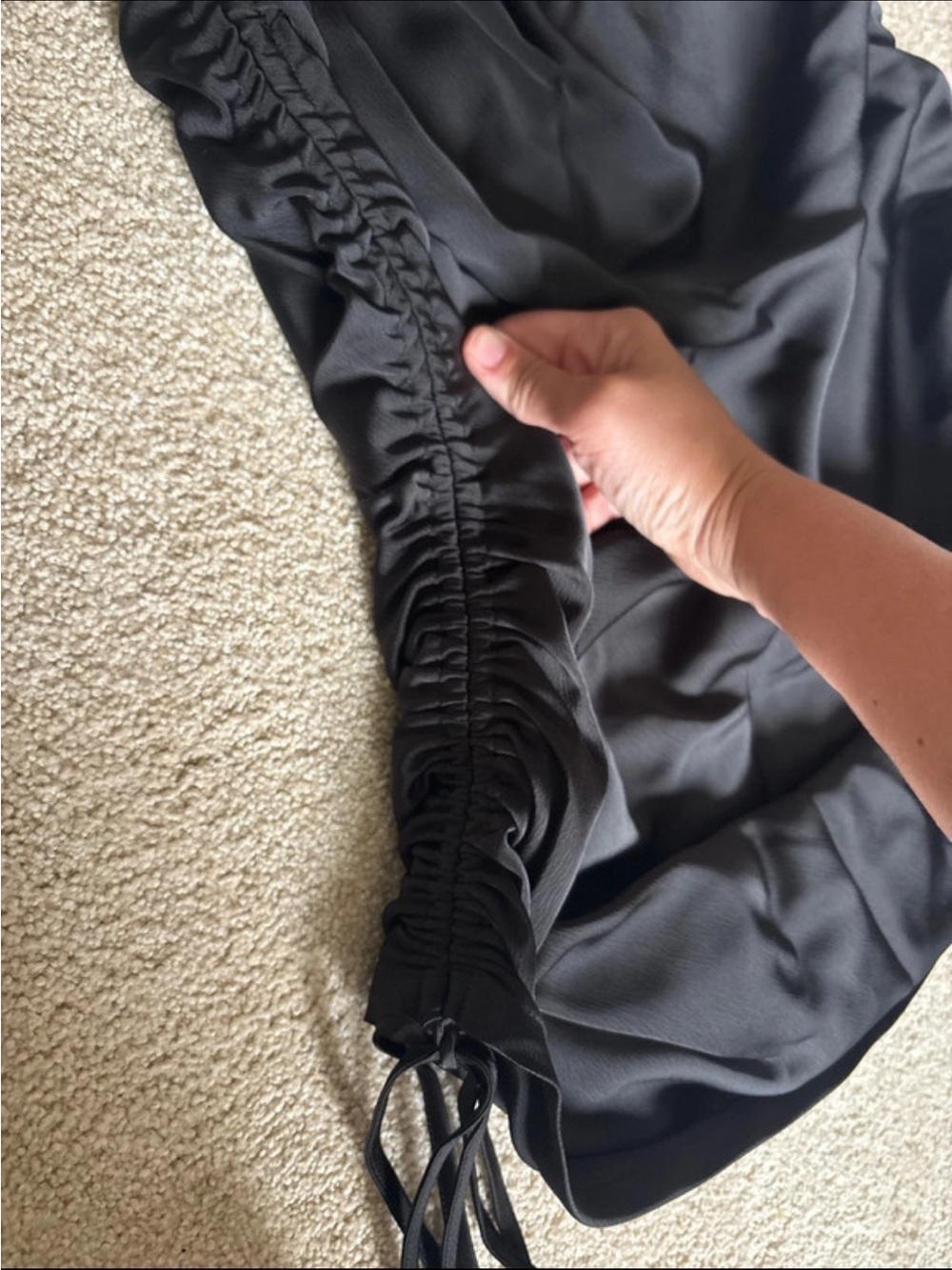 Wayf Black Satin Ruched Mini Dress - Picture 4 of 4